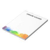 Rainbow waterverf border, gepersonaliseerde naam notitieblok (Gedraaid)