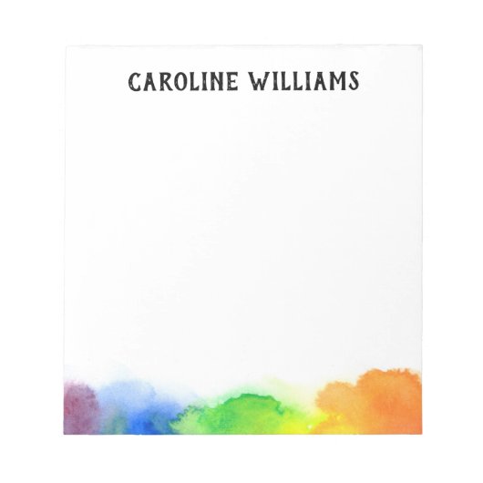 Rainbow waterverf border, gepersonaliseerde naam notitieblok (Voorkant)