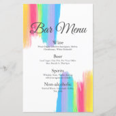 Rainbow Waterverf Chic LGBTQ Wedding Drinken Menu (Voorkant)