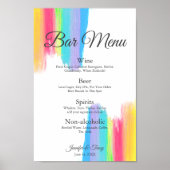 Rainbow Waterverf Chic LGBTQ Wedding Drinken Menu Poster (Voorkant)