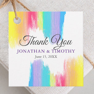 Rainbow Waterverf Colorful Weddenschap Bedankt Bedankjes Labels