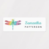 Rainbow Waterverf Dragonfly Gepersonaliseerde Kind Labels (Design 2)