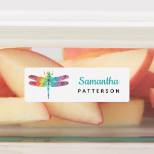 Rainbow Waterverf Dragonfly Gepersonaliseerde Kind Labels