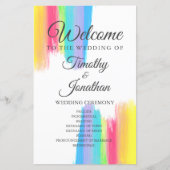 Rainbow Waterverf Elegant LGBT Wedding Programme (Voorkant)