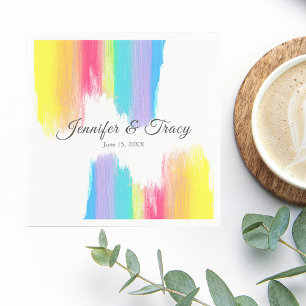 Rainbow Waterverf Elegant LGBTQ Wedding Napkins Servet