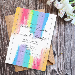 Rainbow Waterverf Elegant Moderne Rehearsal Dinner Kaart