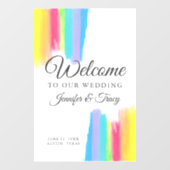 Rainbow Waterverf Elegant Welkom bij ons huwelijk Raamsticker (Vel)