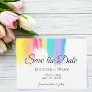 Rainbow Waterverf Gay Pride Wedding LGBTQ Save The Date