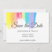 Rainbow Waterverf Gay Pride Wedding LGBTQ Save The Date (Voorkant)