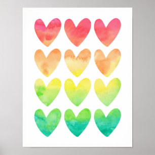 Rainbow-waterverf hardt kinder poster afdrukken