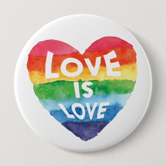 Rainbow Waterverf hart Love is Love Button (Voorkant)