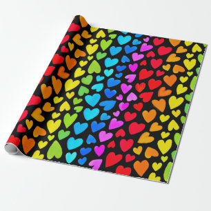 Rainbow Waterverf Hearts Patroon Cadeaupapier