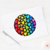 Rainbow Waterverf Hearts Patroon Ronde Sticker (Envelop)
