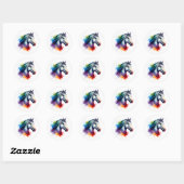Rainbow Waterverf Horse Ronde Sticker (Vel)