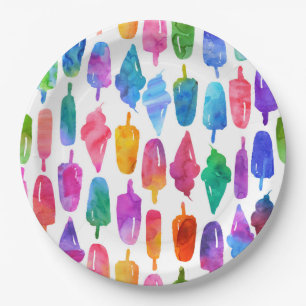 Rainbow Waterverf Ice Cream Ice Poppen Patroon Papieren Bordje