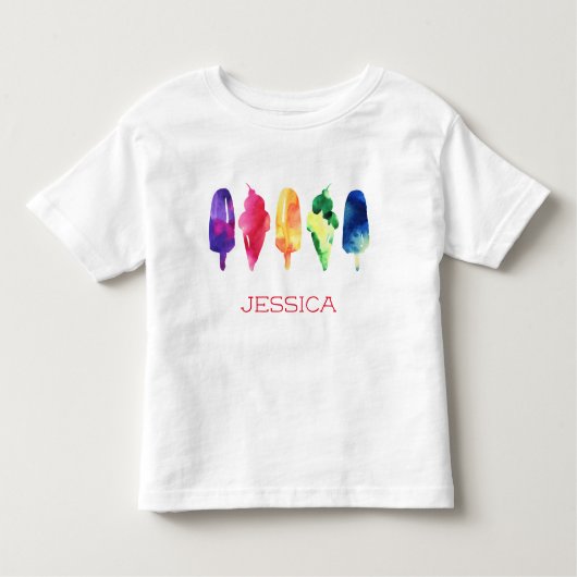 Rainbow Waterverf Ice Cream Popsialized Kinder Shirts (Voorkant)