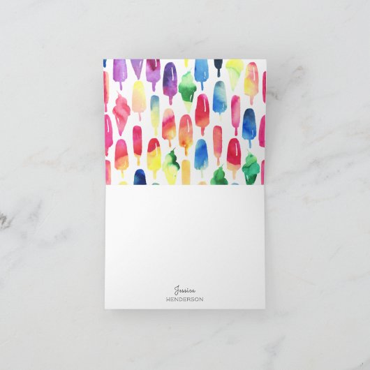 Rainbow Waterverf ijsijsijsje dank u Bedankkaart (Binnen)