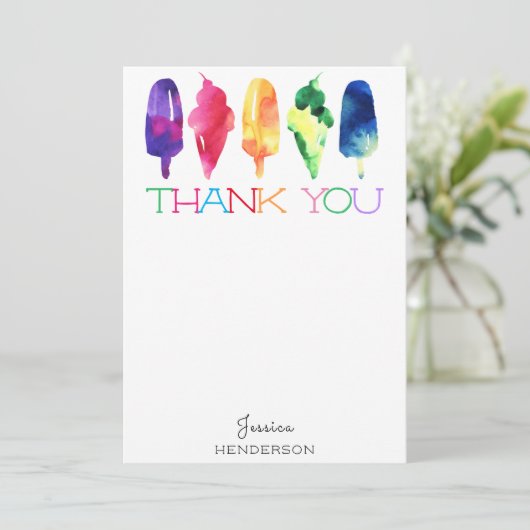 Rainbow Waterverf ijsijsijsje dank u Bedankkaart (Staand voorkant)