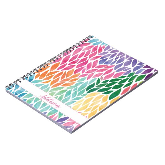 Rainbow Waterverf Leaves Pattern Vrouwelijk Notitieboek (Linkerzijde)