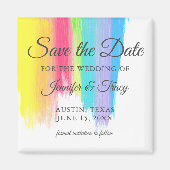 Rainbow Waterverf LGBTQ Wedding Save the Date Magneet (Voorkant)