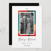 Rainbow Waterverf Lijst Merry and Married Peace Feestdagenkaart (Voorkant / Achterkant)