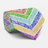 Rainbow Waterverf Moroccan Lattice Chevrons Stropdas (Opgerold)