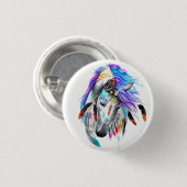 Rainbow-waterverf-paard Ronde Button 3,2 Cm (Voorkant /achterkant)