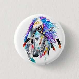 Rainbow-waterverf-paard Ronde Button 3,2 Cm