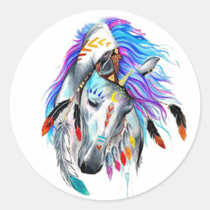 Rainbow-waterverf-paard Ronde Sticker