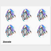 Rainbow-waterverf-paard Ronde Sticker (Vel)