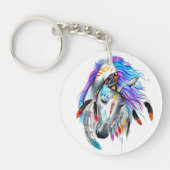 Rainbow-waterverf-paard Sleutelhanger (Voorkant)