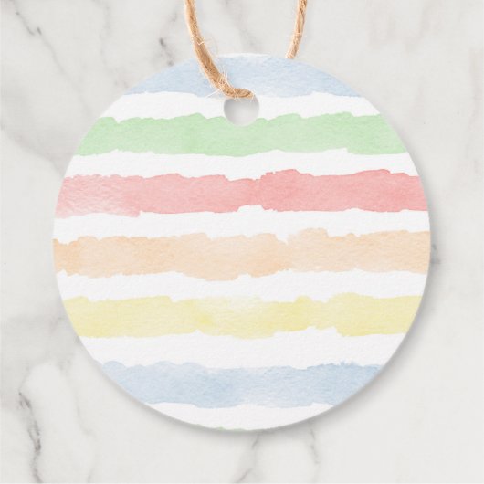 Rainbow waterverf pastel baby shower dank u bedankjes labels (Achterkant)