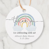 Rainbow waterverf pastel baby shower dank u bedankjes labels (Voorkant)