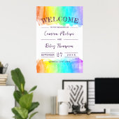 Rainbow Waterverf Splash LGBTQ Wedding Welkom Poster (Thuiskantoor)
