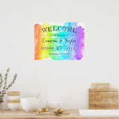Rainbow Waterverf Splash LGBTQ Wedding Welkom Poster (Keuken)
