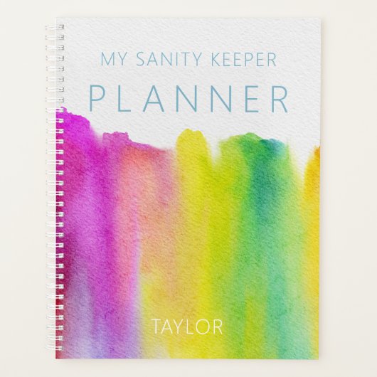 Rainbow Waterverf Stripe Modern Planner (Voorkant)