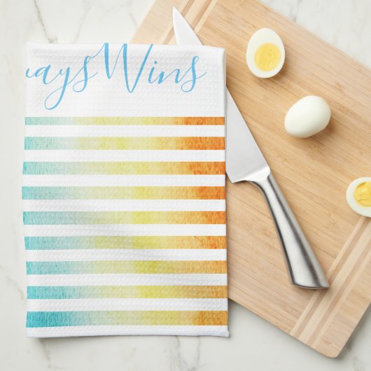 Rainbow Waterverf Stripes Love Wins Script Theedoek (Quarter Fold)