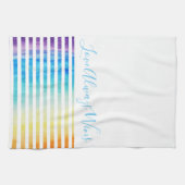 Rainbow Waterverf Stripes Love Wins Script Theedoek (Horizontaal)