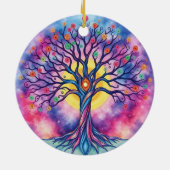 Rainbow Waterverf Tree of Life Keramisch Ornament (Achterkant)