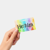 Rainbow Waterverf Trees Pronouns Badge (Handheld)