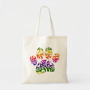 Rainbow Waterverf Tribal Dog Paw Tattoo Print Tote Bag