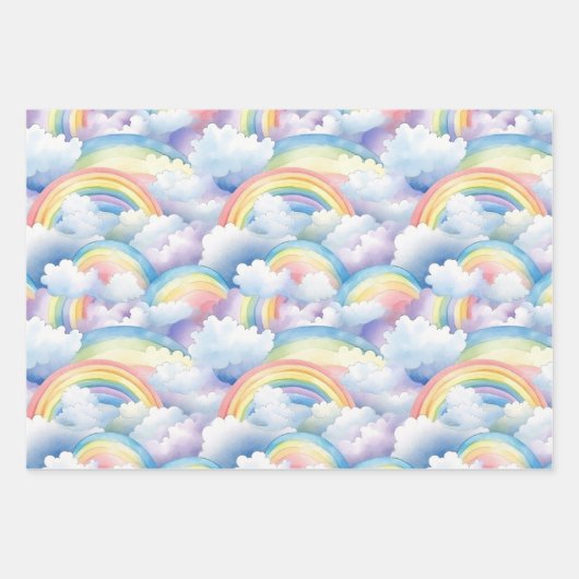 Rainbow Waterverf Verjaardag Inpakpapier Vel (Voorkant)