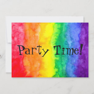 Rainbow Waterverf Wash Party Time Kaart