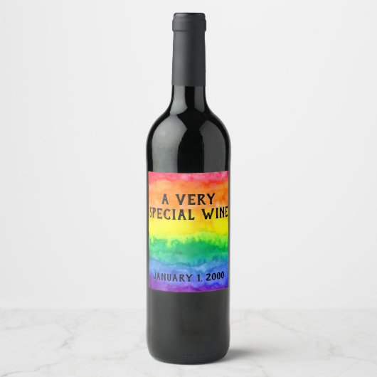 Rainbow Waterverf Wash Wine Label Wijn Etiket (Voorkant)