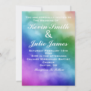 Rainbow Waterverf Wedding Invitation Kaart