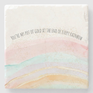 Rainbow Waterverf You're My Pot of Gold Romantisch Stenen Onderzetter