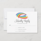 Rainbow Wave Mooie LGBT bruiloft vriendelijk antwo RSVP Kaartje (Voorkant)