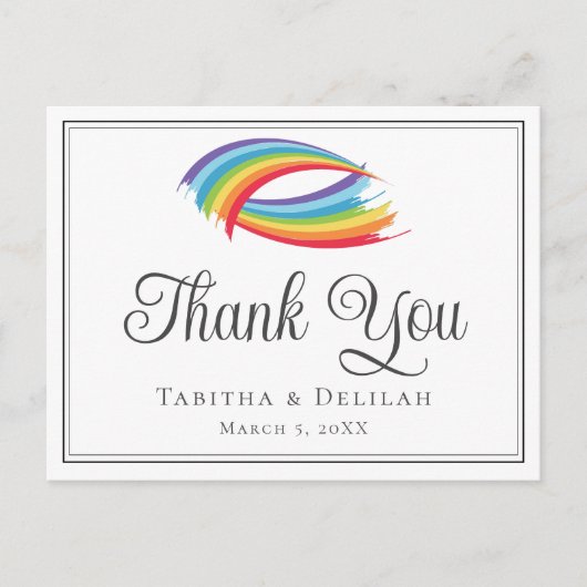 Rainbow Waves Mooie LGBTQ Bruiloft Dank u Briefkaart (Voorkant)