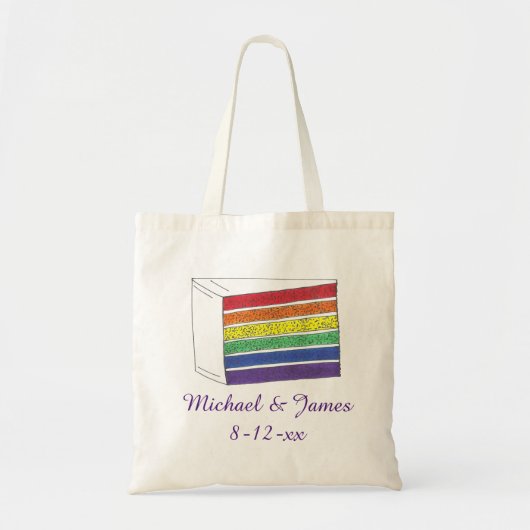 Rainbow Wedding Cake Slice Gay Pride Maand LGBTQ Tote Bag (Voorkant)