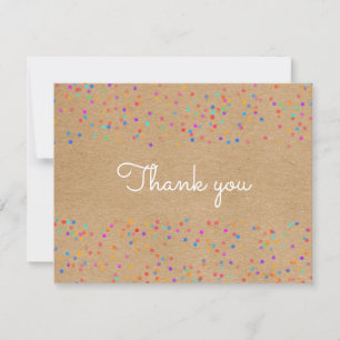 Rainbow Wedding Confetti Rustiek Kraft Script Bedankkaart